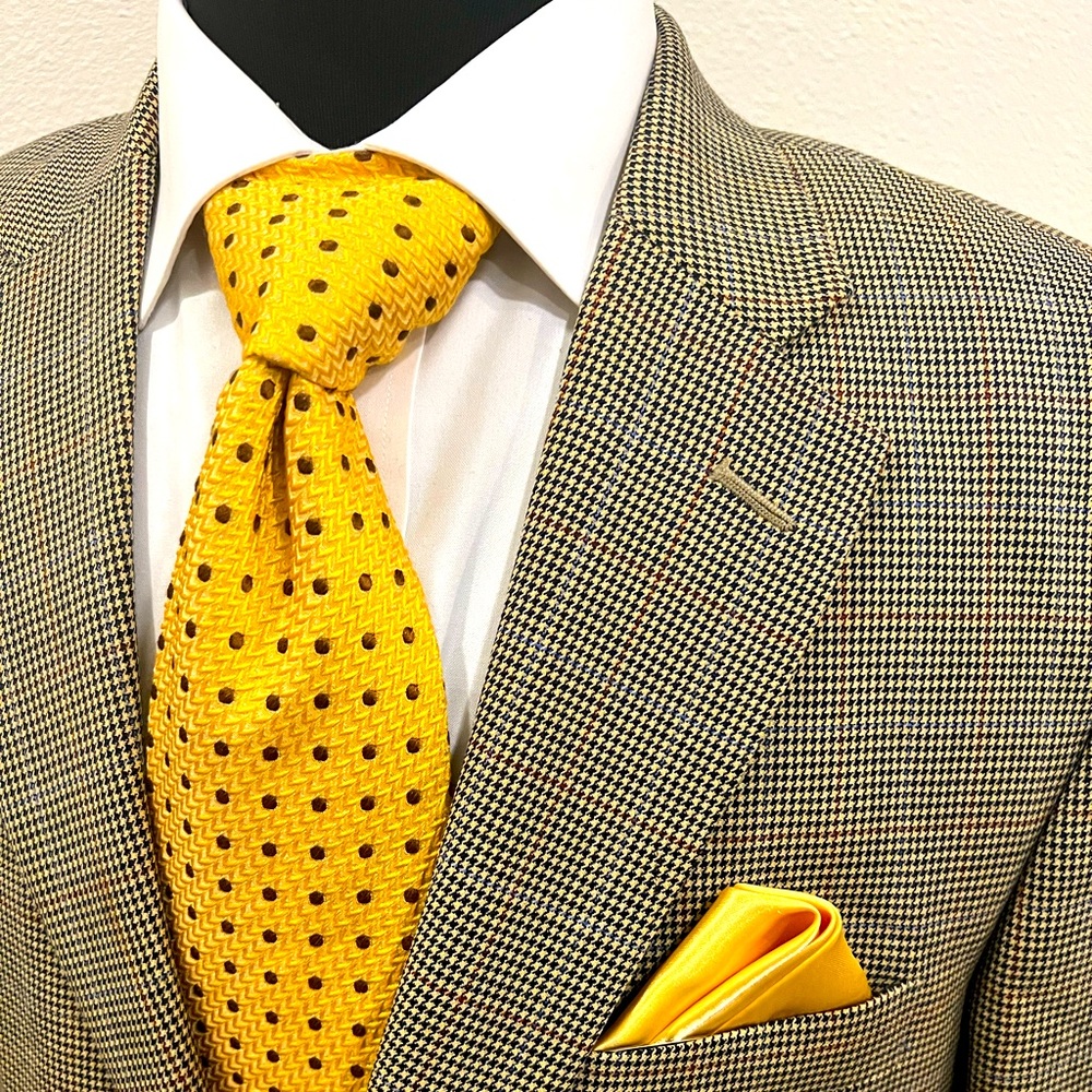 TASSO ELBA HOUNDSTOOTH SPORT COAT BLAZER JACKET BROWN MEN 40R